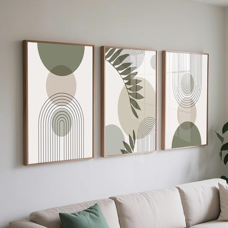 CCYKXALot de 3 Tableau Décoration Murale Vert Sauge 40x50 cm – Affiche Moderne Sans Cadre pour Salon, Chambre, Salle de Bain – Toile Déco Bohème Maison