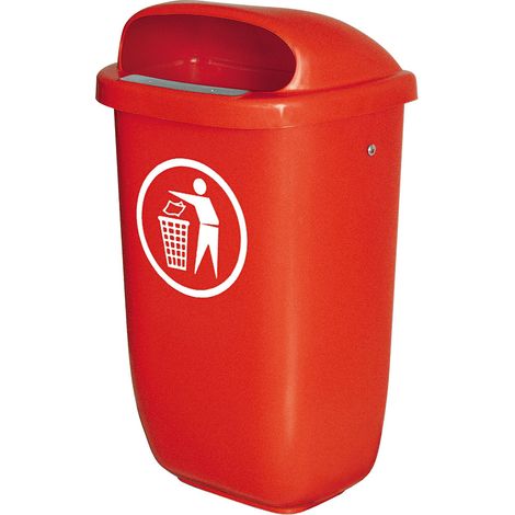 Poubelle BRB pour l'extérieur, capacité 50 litres, conforme à la norme DIN 30713, couleur rouge