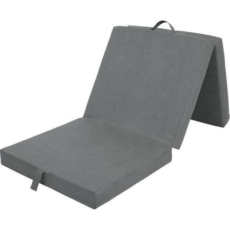 Chauffeuse pliante multi-positions - SAMBA - Mousse et tissu - Gris foncé - 190 x 70 x 9 cm (1/2)