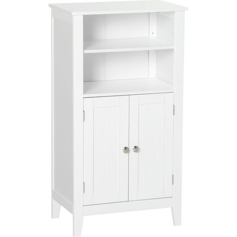 MOBILE BAGNO CON MENSOLE REGOLABILI E ARMADIETTO 2 ANTE 50X30X93CM BIANCO (1/5)