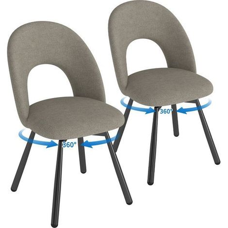 WAFTING Lot de 2 Chaises de Salle à Manger Pivotantes, Chaises de Cuisine en Lin, Pieds en métal, Marron Taupe (1/5)