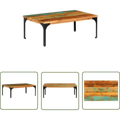 The Living Store Table basse 100x60x35 cm Bois de récupération solide - Table Basse - Table D'appoint - Mobilier - Décoration Intérieure - Bois Recyclé (1/5)