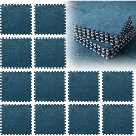 Puzzlematte – 12-teilig – EVA-Schaumstoff – Steckbausteine – Für Kinderzimmer und Wohnzimmer – 30 x 30 cm – Marineblau (1/5)