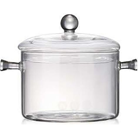 Bol en verre résistant à la chaleur pour pâtes, nouilles, soupe, petits pots bébé, avec couvercle, casserole transparente pour cuisson.