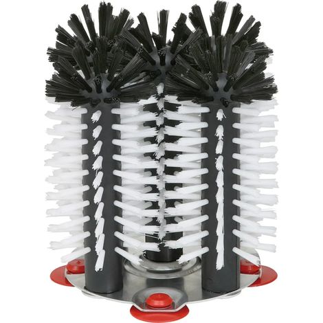 Brosse à laver les verres Delfin, ensemble de 5 brosses de 18 cm avec plaque métallique stable et ventouses pour nettoyage efficace et rapide des verres