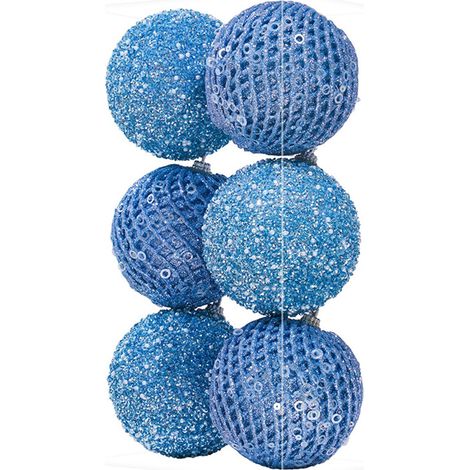 Set mit 6 dekorativen Schaumstoff-Schneebällen für den Weihnachtsbaum, 10 cm, blau, ideal für Hochzeiten und andere Veranstaltungen. (1/5)