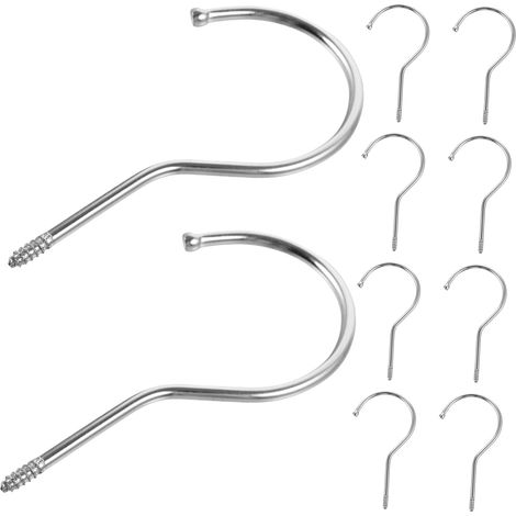 Lot de 10 crochets plafond inox pour rangement et à visser (1/5)