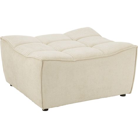 Pouf grid bois et mousse beige confort élégant pour salon - Beige naturel doux rayé