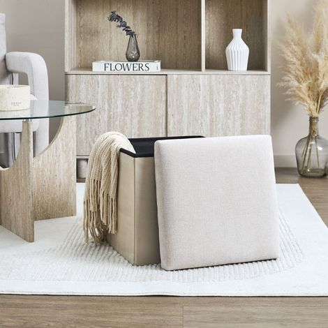 Coffre Pouf Pliable - Home Deco Factory - Emilia - Pratique - Beige