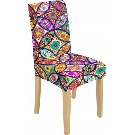 MANDALA STUHLBEZUG BUNTE MUSTER ELASTISCH [21CW]