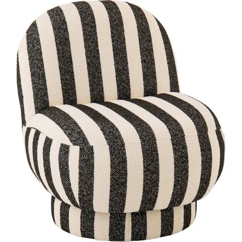 Chaise longue rayée en tissu noir et écru - noir et blanc cassé (1/5)
