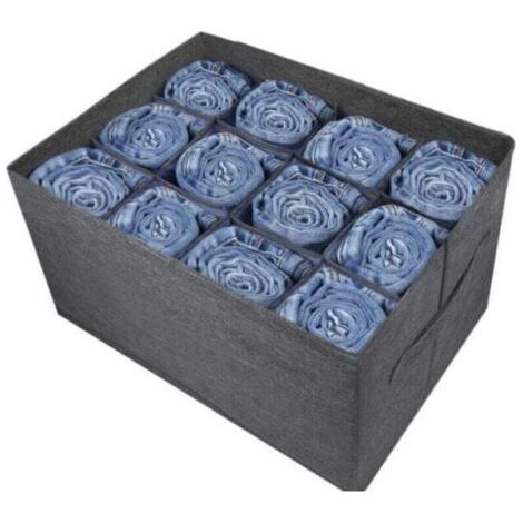 (1 pc) Organisateur de garde-robe gris, organisateur de vêtements à 12 compartiments pour vêtements, jeans, pantalons, pulls, serviettes, t-shirts, rangement d'armoire, organisateur de placard