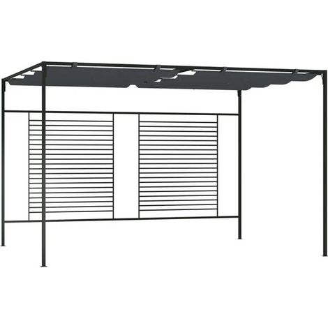 Pavillon d'observation avec auvent rétractable, 4x3x2,3 mètres, gris anthracite, 180 g/m².
