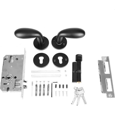 Poignée De Porte Intérieure - Serrure À Main Solide En Aluminium Espace - Noir - Épaisseur De Porte 3,5 À 4,5 Cm - 1 Pièce (1/5)