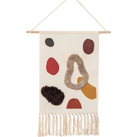 Rideau de porteBannière murale tissée de style bohémien, faite à la main, avec tige de suspension en bois, pour appartement, dortoir, salon, chambre à coucher, décoration de chambre de bébé (1/5)