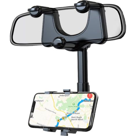 Support de rétroviseur de voiture rotatif et rétractable, support de téléphone portable multifonctionnel et réglable (1/5)