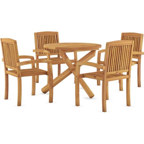 Conjunto de comedor de jardín muebles de exterior 5 piezas madera maciza de teca 020013761