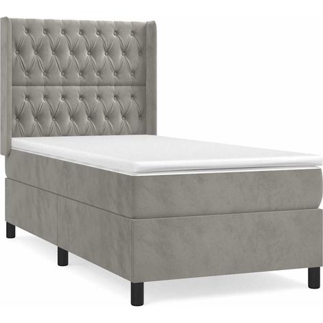 Maison Exclusive - Sommier à lattes de lit et matelas Gris clair 80x200 cm Velours (1/5)