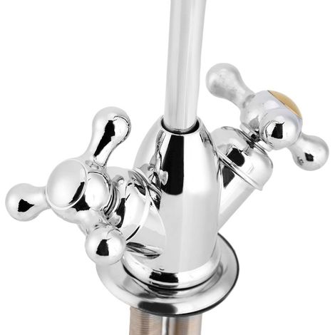 1/4'' Küchenarmatur mit Doppelkopf aus Zinklegierung, verchromt, Umkehrosmose-Trinkwasserfilter (1/5)