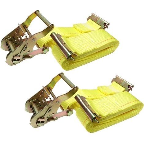 Lot de 2 sangles à cliquet - Sangles logistiques robustes 2" x 12' - Sangles d'arrimage de fret, sangles logistiques E Track (1/4)