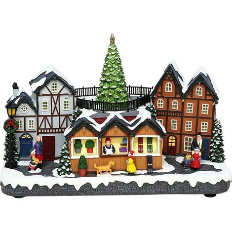 Pueblo navideño musical, luces LED multicolor, movimiento dinámico, 301520 cm (1/2)