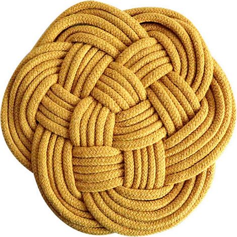 Sets de table élégants en corde de coton résistante à la chaleur, napperons tricotés à la main, jaune gingembre (1/5)