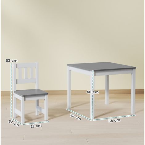 Tavolino per bambini con 2 sedie, set 3 pezzi, 56 x 52 x 48 cm, grigio HAVRYA (1/5)