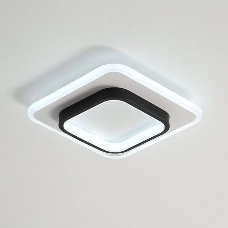 1 Lampe plafonnier LED carrée noir, 3 températures de couleur, design scandinave, pour couloir cuisine chambre garage (1/5)
