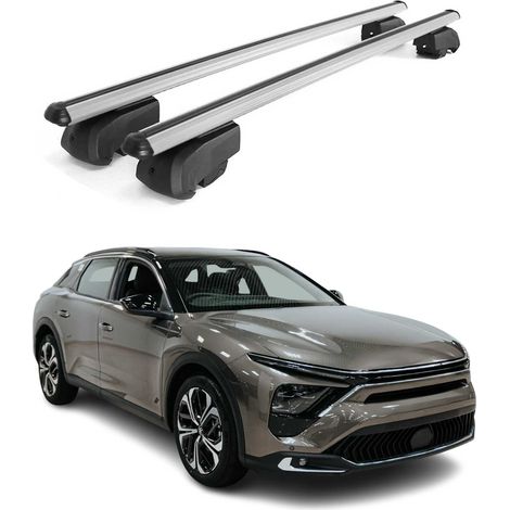 OMAC Barres de toit en aluminium pour Citroën C5 X 2022-2026 – City Crash – ISO/PAS 11154:2006 – Antivol inclus – Charge max 75 kg – 2 barres Argent (1/4)