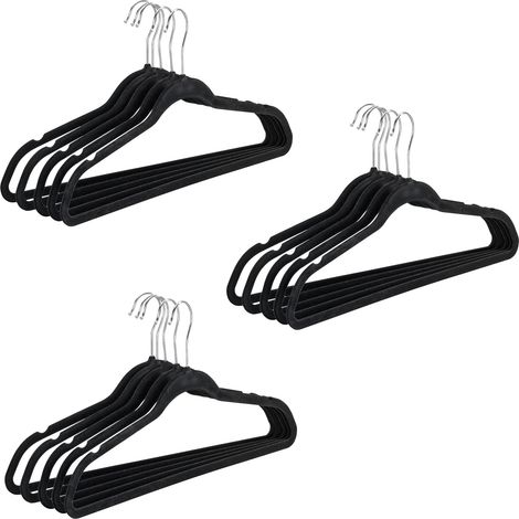 WENKO Set di 15 grucce nere, finitura velluto, L46 cm