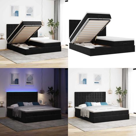 vidaXL Ottoman-Bett mit Matratzen & LEDs Schwarz 180x200 cm Samt (1/5)