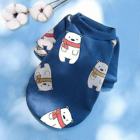 Niedliche Kleidung für kleine Hunde, weiche Baumwolle, Chihuahua- und Yorkie-Kleidung, Haustier-Welpen- und Katzen-Hoodies, Winterjacke für kleine und mittelgroße Hunde, blauer Bär (1/5)
