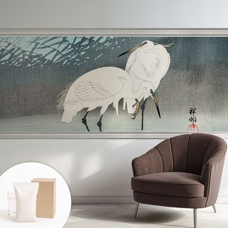 Papier peint intissé avec imprimé pour décoration intérieure pour rénovation a motif - Colle incluse gratuite Oiseaux délicats 250x104 cm (1/5)