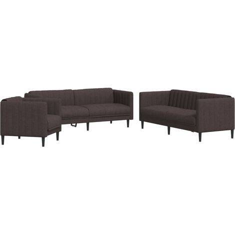Maison Exclusive - Set di Divani 3 pz Marrone Scuro in Tessuto (1/5)