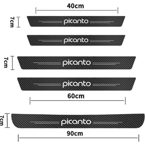 (5 pièces pour Picanto) Autocollants de seuil de porte en fibre de carbone pour Kia Picanto - Protection anti-rayures - Accessoires de tuning auto (1/3)