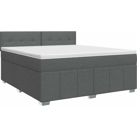 Maison Exclusive - Letto box spring con materasso Grigio Scuro 140 x 190 cm (1/5)
