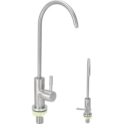 Robinet de cuisine en acier inoxydable fileté G1/2 avec filtre à eau, robinet d'eau potable sans plomb, convient à la plupart des appareils d'osmose inverse ou des systèmes de filtration d'eau sans es (1/5)