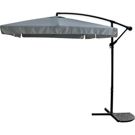 TRADE SHOP - Ombrellone A Braccio Laterale Da Giardino 3x3mt Protezione Sole Grigio Con Base 223217 - (1/5)
