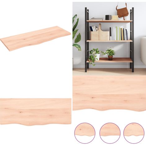 Wandregal 100x40x2 cm Massivholz Eiche Unbehandelt - Wandregal -  Wandregale - Home & Living (1/5)