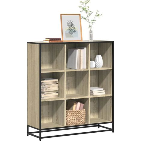 Bücherregal Sonoma-Eiche 97,5x33x107,5 Holzwerkstoff und Metall