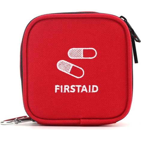Trousse de premiers secours portable Oxford Red pour la maison, le camping et la randonnée, compacte et robuste pour les urgences et les premiers secours (1/4)