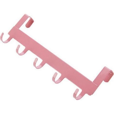 Crochets de porte arrière en fer forgé, 5 crochets, porte-vêtements et clés, sans perçage, crochets pour serviettes et bijoux, pour chambre, placard ou cuisine-Pink (1/4)