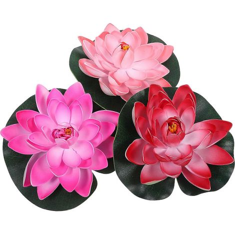 Lot de 12 nénuphars artificiels flottants en forme de lotus, décorations pour bassin et jardin. (1/5)