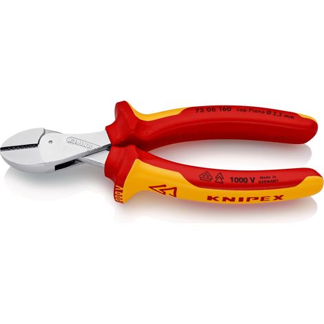 KNIPEX 73 06 160 SB X-Cut® Compact Diagonal Cutter high lever transmission insulated with multi-component grips, VDE-tested chrome-plated 160 mm (1/10)