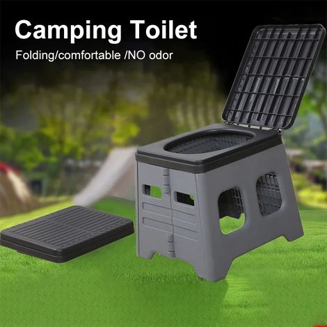 Toilettes pliables portables avec couvercle, toilettes de camping pliables et multifonctionnelles pour camions, idéales pour le camping et les voyages.