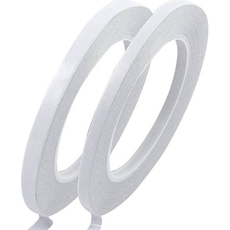 Ruban adhésif double face - 2 rouleaux de 2 tailles - Ruban adhésif pour loisirs créatifs - Chaque rouleau mesure 25 mètres de long et 6 mm de large (blanc) (1/5)
