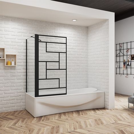 80x80x140cm Badewannenaufsatz Drehwand + Seitenwand Duschtrennwand auf Badewanne (1/5)