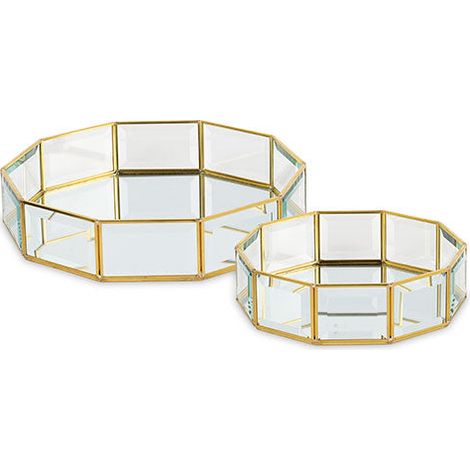 Cupido&Co. Set 2 Vassoi D 205 Mm H 50 Mm D 270 Mm H 65 Mm Specchio Oro