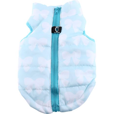 Veste Hiver pour Yorkshire avec Nœud Papillon - Vêtement Chaud Doux pour Chien (Bleu Clair Taille S) (1/4)