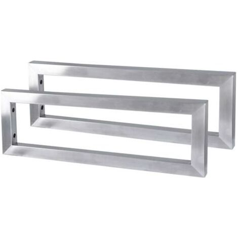 Lot de 2 équerres de fixation en inox brossé BC-Elec CMD055, 55 x 15 x 3 cm, pour plan de vasque, lavabo, meubles et étagères (1/5)